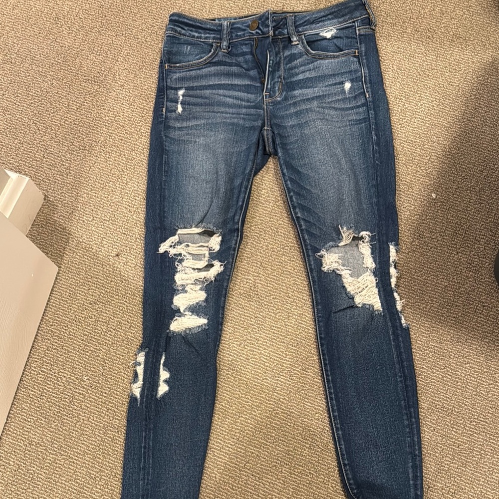 American Eagle Outfitters Dark Blue Distressed  Jeans